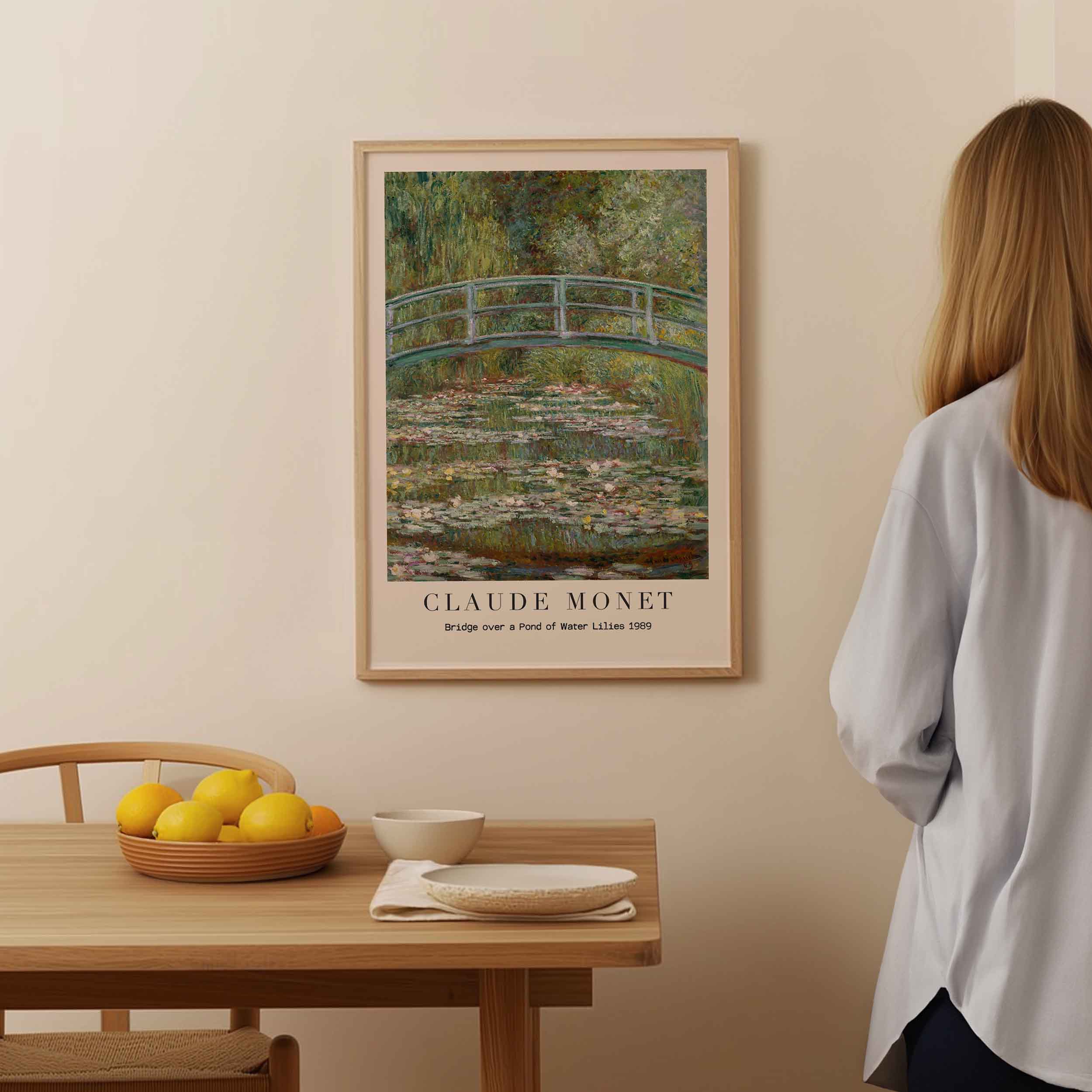 Exhibition poster of Claude Monet - Bridge over a pond of water lilies