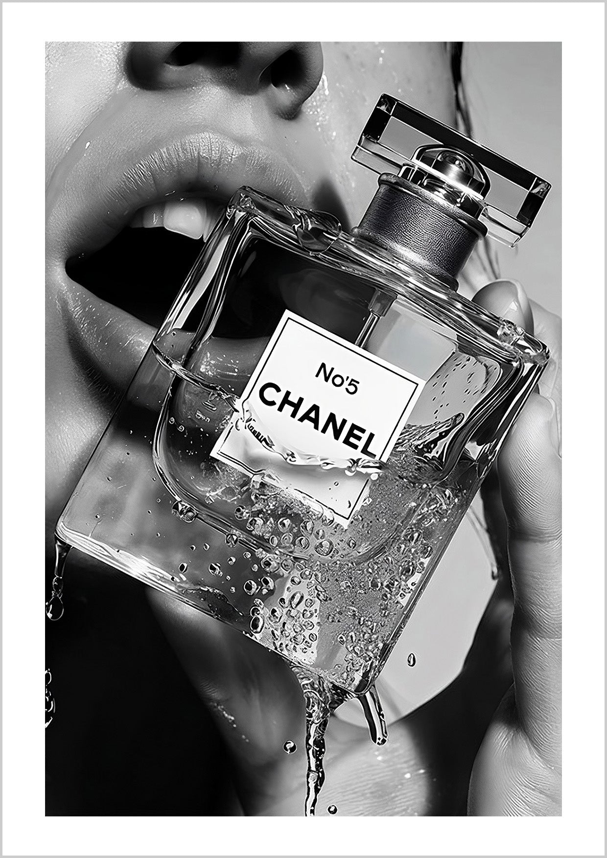 Black and white photography print of Chanel No5 Fragrance Unleashed.