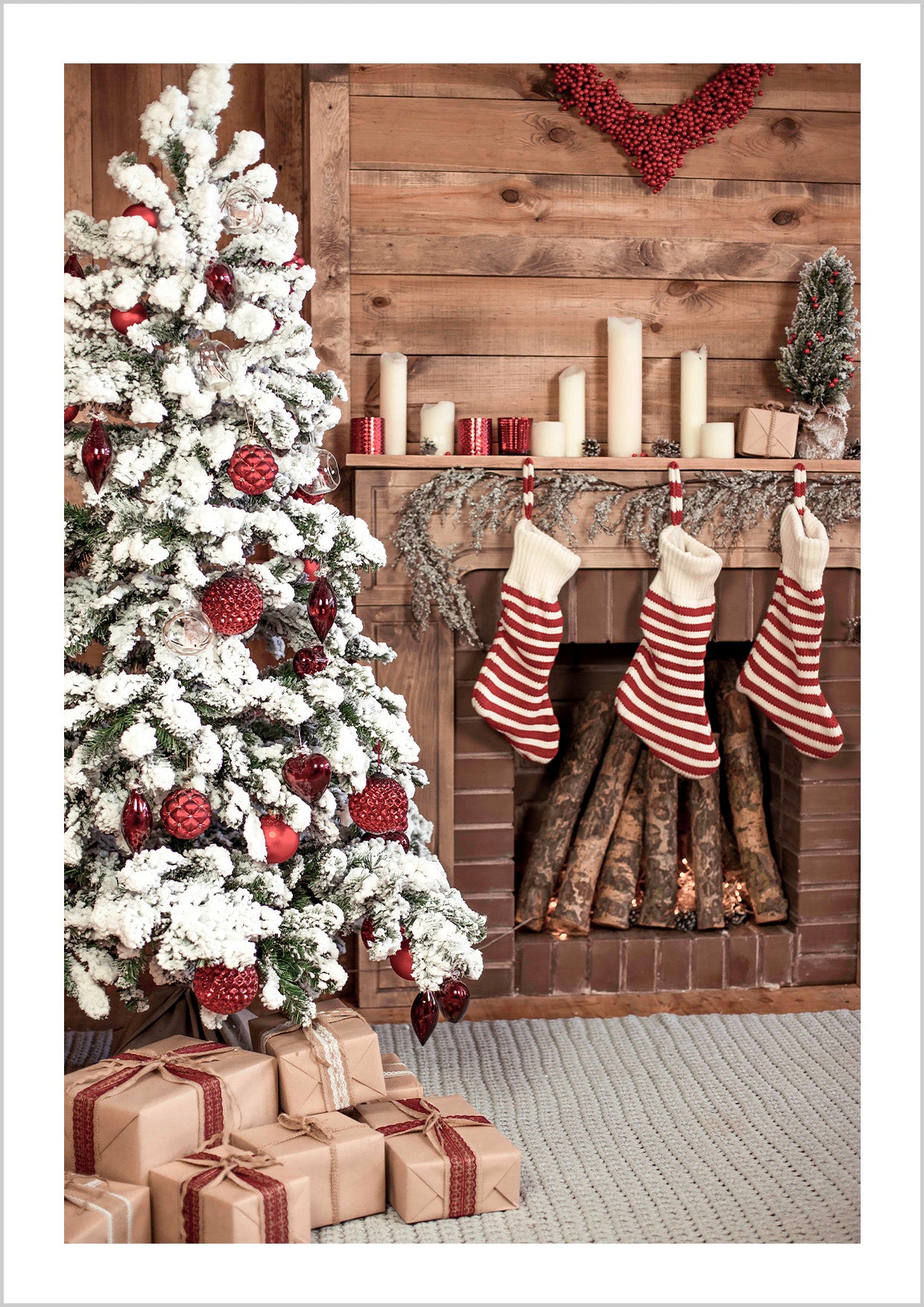 Affiche de cheminée d'arbre de Noël