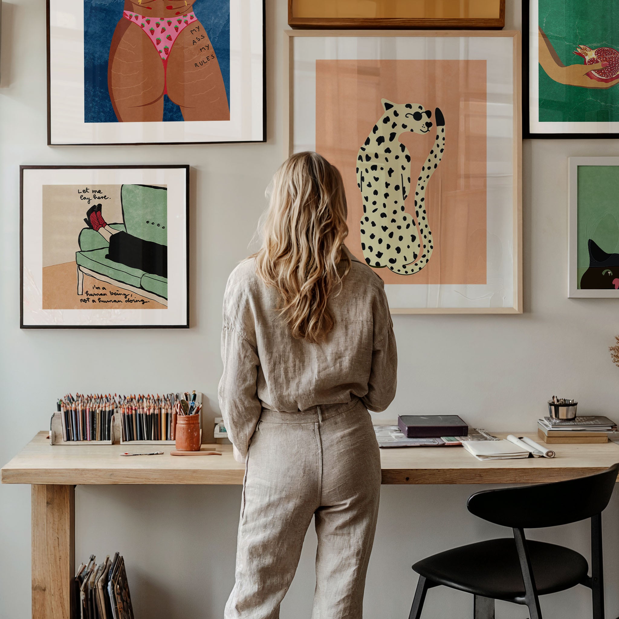 Confidence, curves, and control. This print is all about owning your power.
Art by Raissa Oltmanns