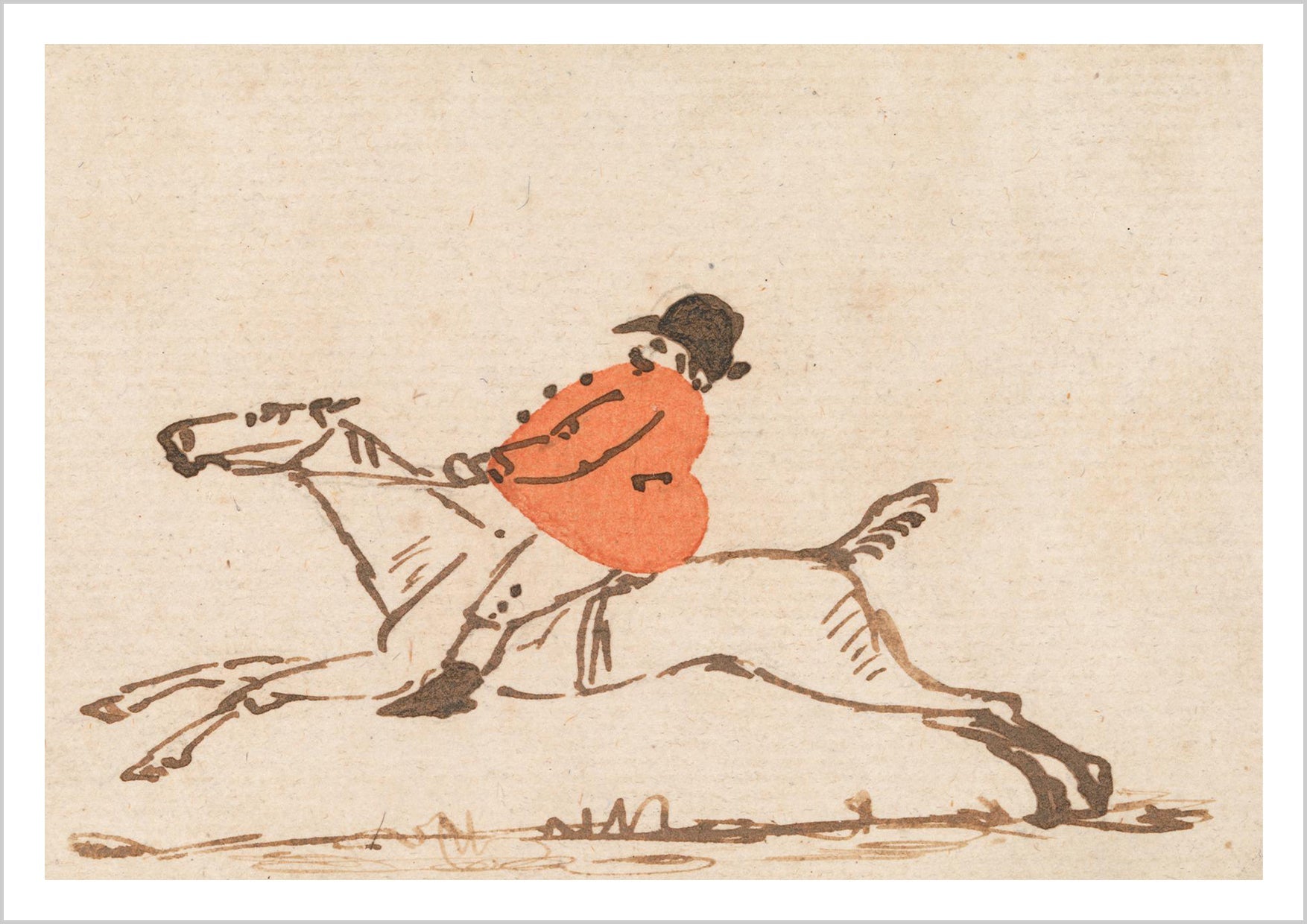 Galloping Huntsman poster features bold, childlike lines that capture the raw energy and motion of a huntsman on horseback. Joseph Crawhall's distinctive style combines simplicity with emotion, bringing the scene to life with a sense of movement and charm. A unique piece for those who appreciate expressive and unrefined artistic techniques.