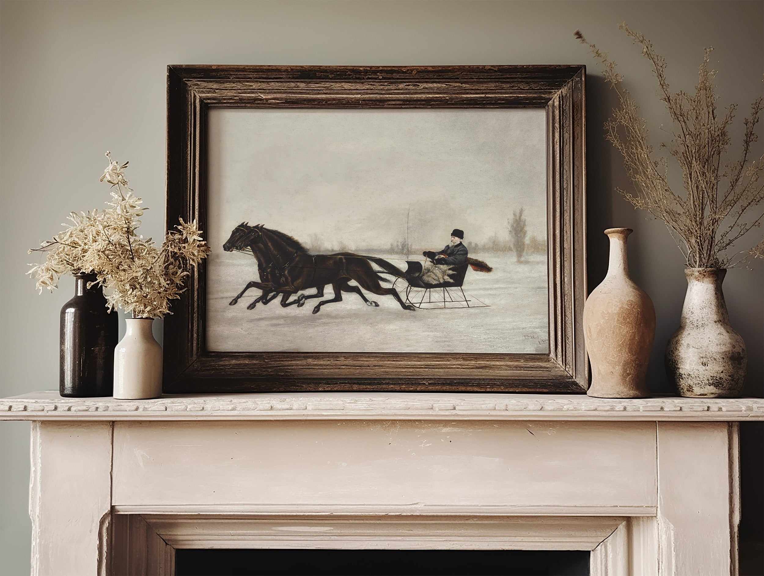 Winter Horse Sleigh Ride Poster