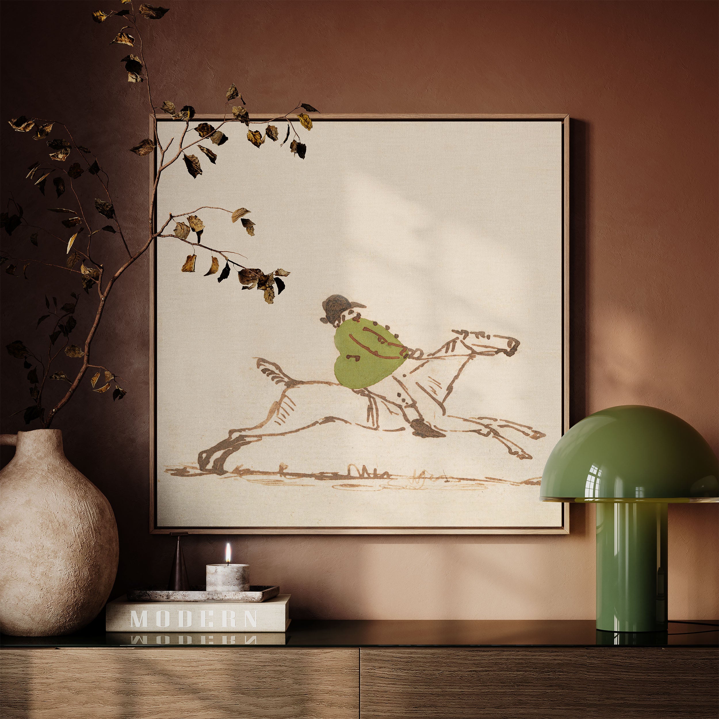 Stout Huntsman Green on a Galloping Horse
